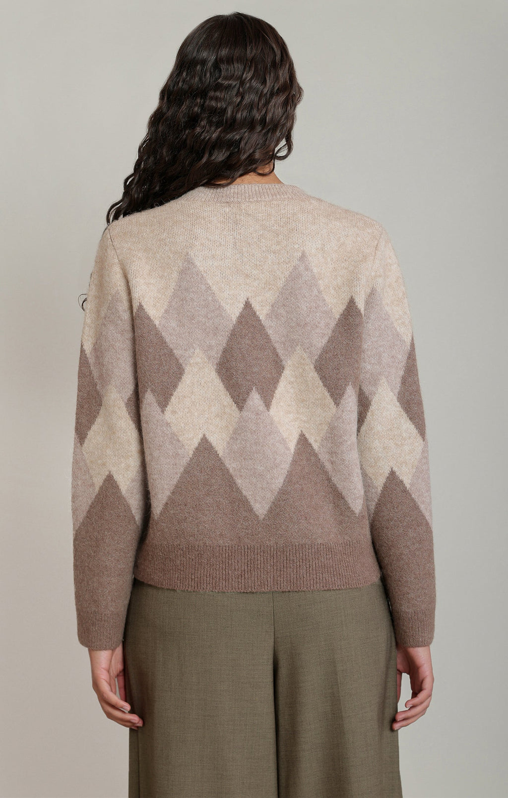 Oatmeal & Brown Argyle Sweater in Oatmeal/Brown