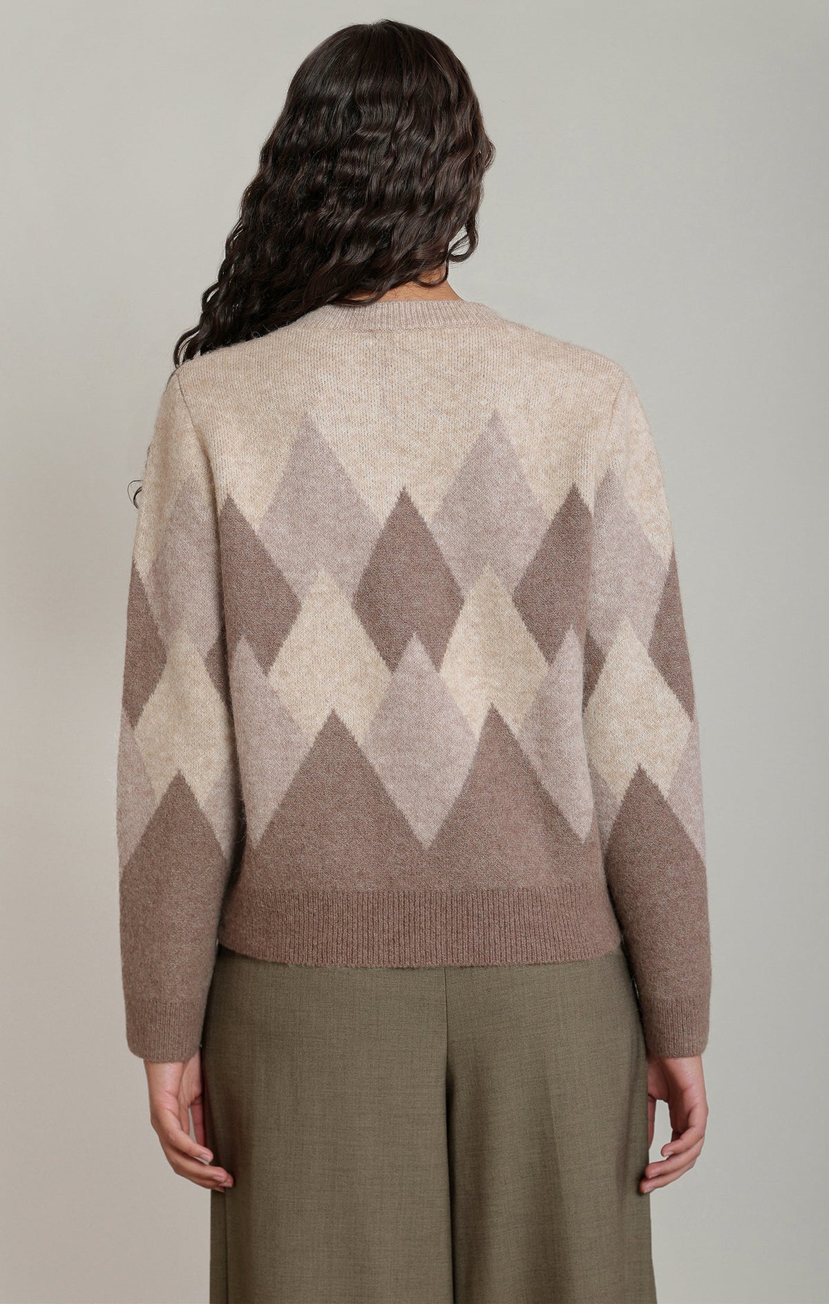 Oatmeal & Brown Argyle Sweater in Oatmeal/Brown