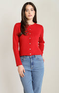 Lust Red Button Front Cardigan in Lust Red