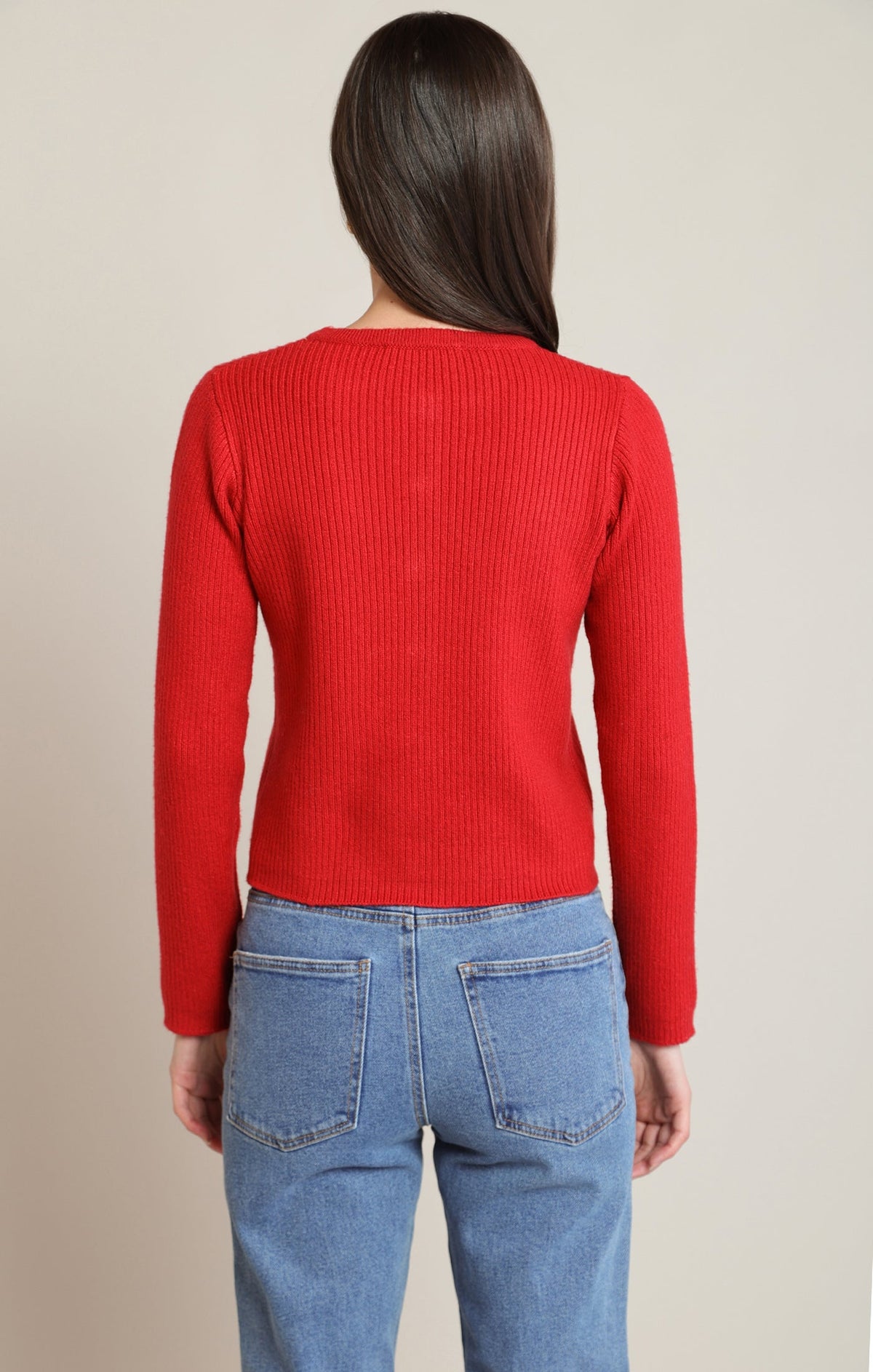 Lust Red Button Front Cardigan in Lust Red