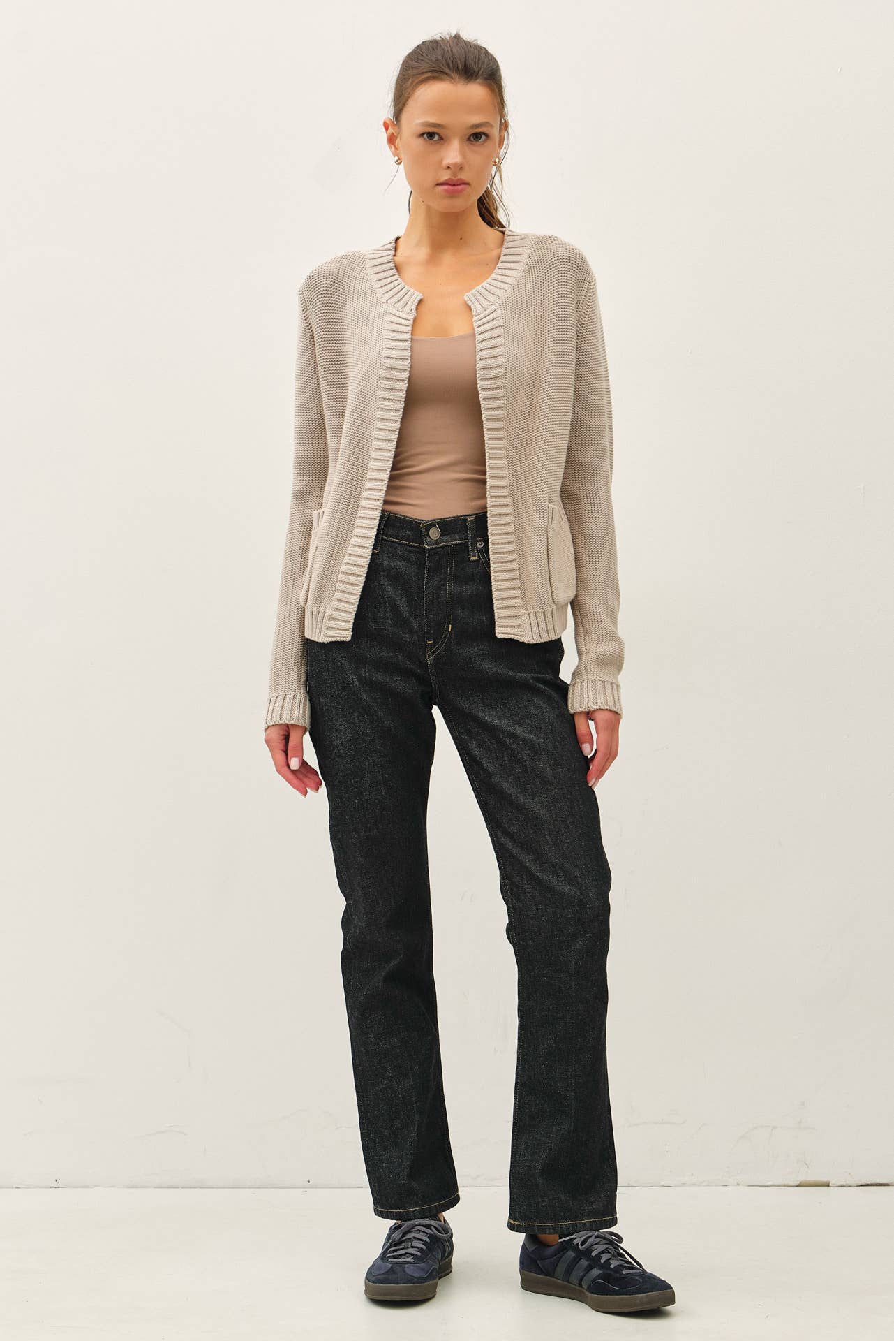 Be Cool - OPEN CARDIGAN WITH RIBBED EDGES