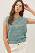 Floral Pattern Sleeveless Sweater