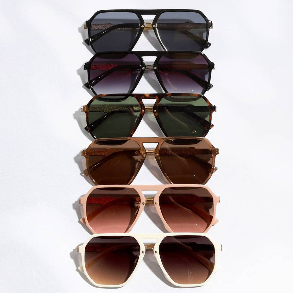 Fashion City - Geometric Shape Thin Frame Designed Sunglasses