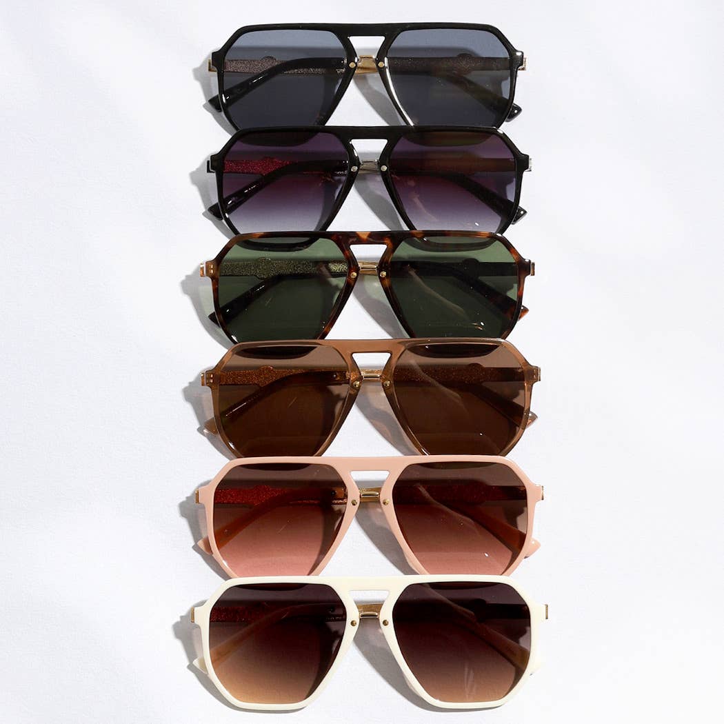 Fashion City - Geometric Shape Thin Frame Designed Sunglasses