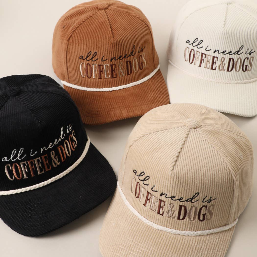 Fashion City - All I Need Is Coffee & Dogs Corduroy Rope Trucker Hat