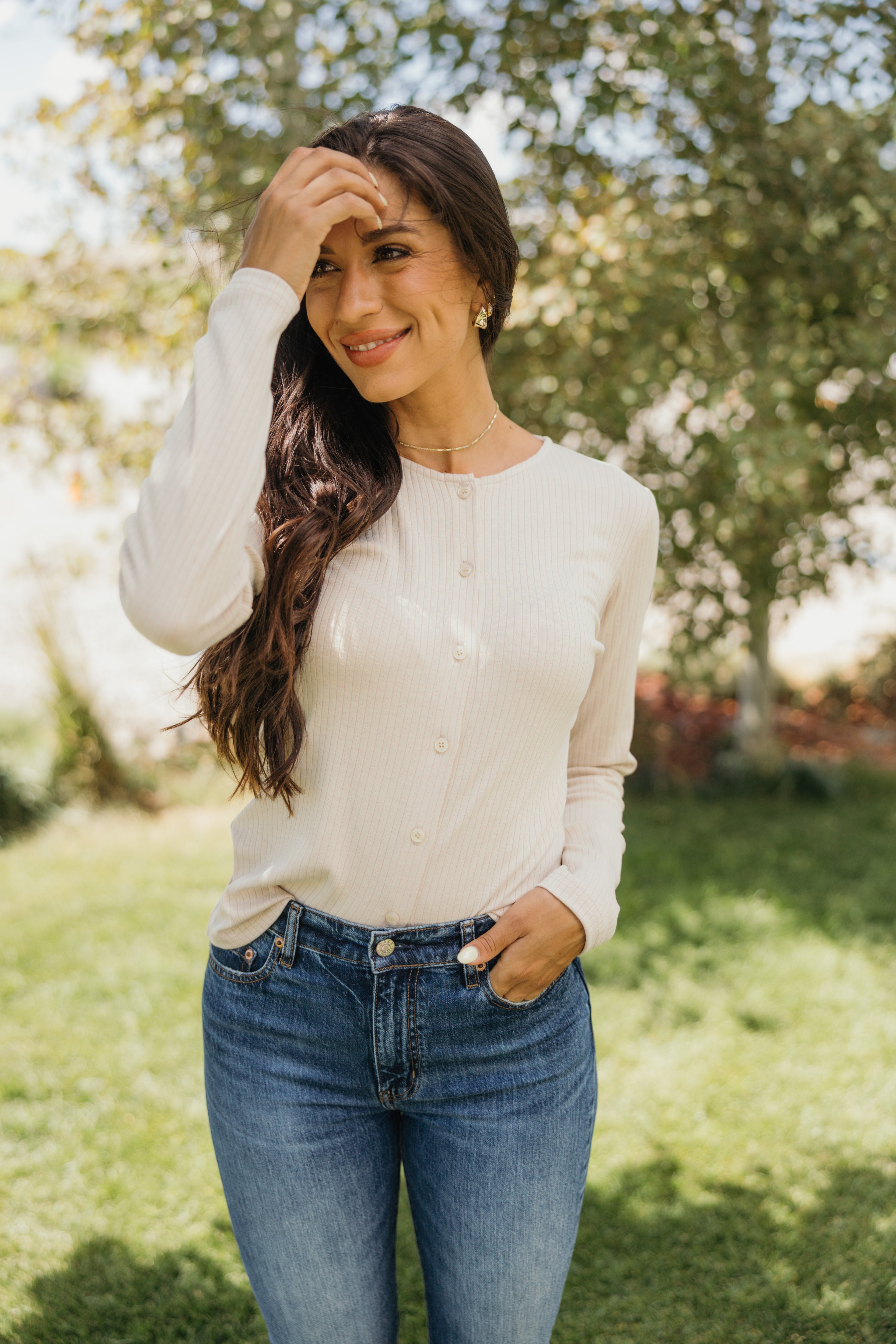 Pointelle Button Cardigan