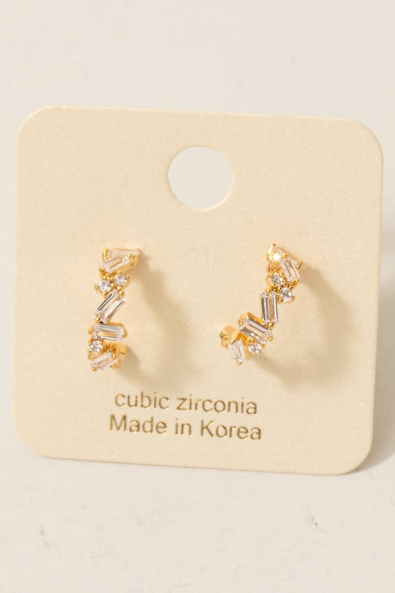 Mixed Cz Studs Mini Hoop Earrings