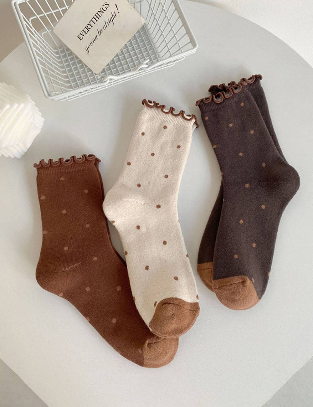 Polka Dots Ruffle Crew Socks