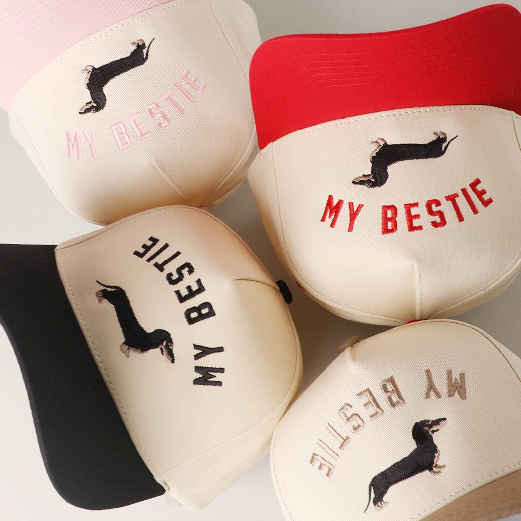 Fashion City - MY BESTIE Dachshund Embroidery Two-Tone Trucker Hat