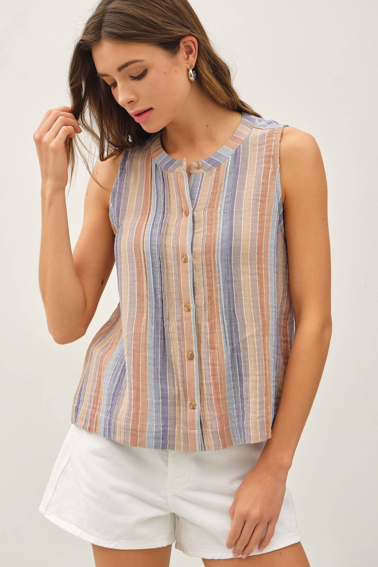 STRIPED GAUZE TOP