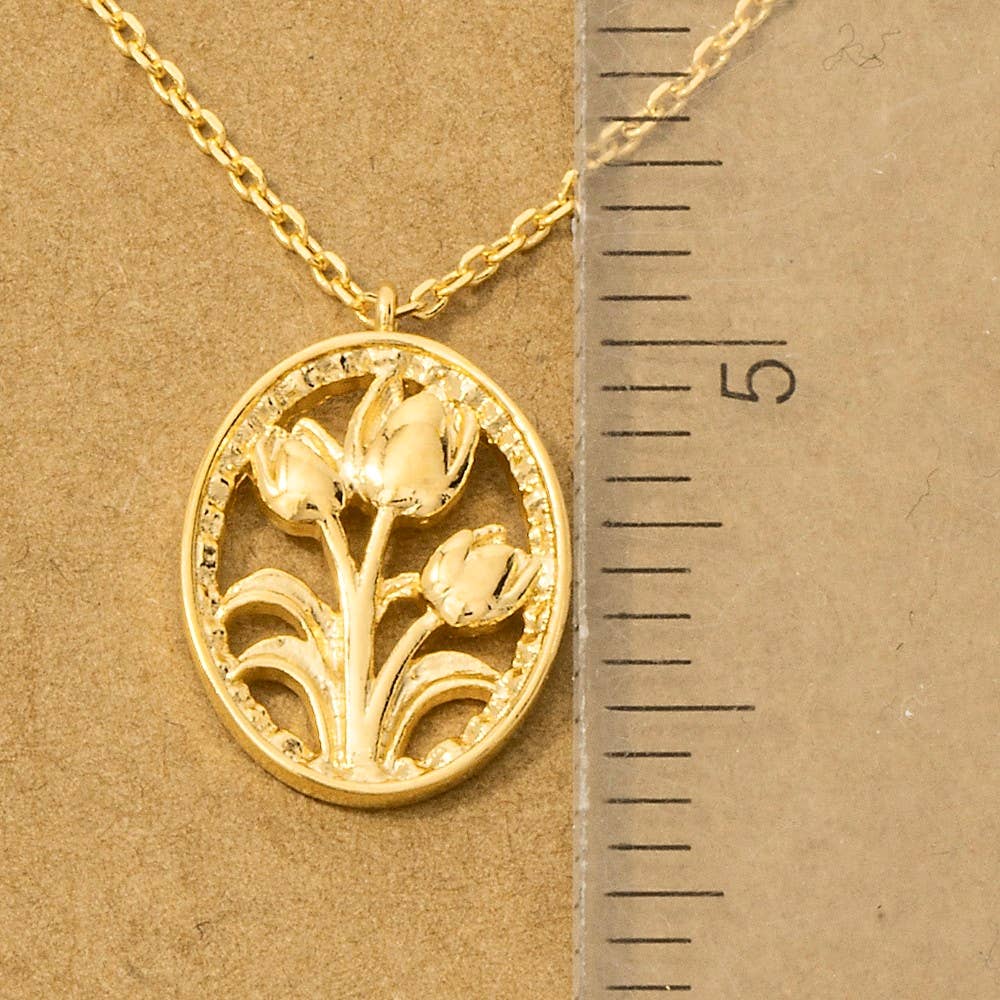 Tulip Coin Pendant Necklace