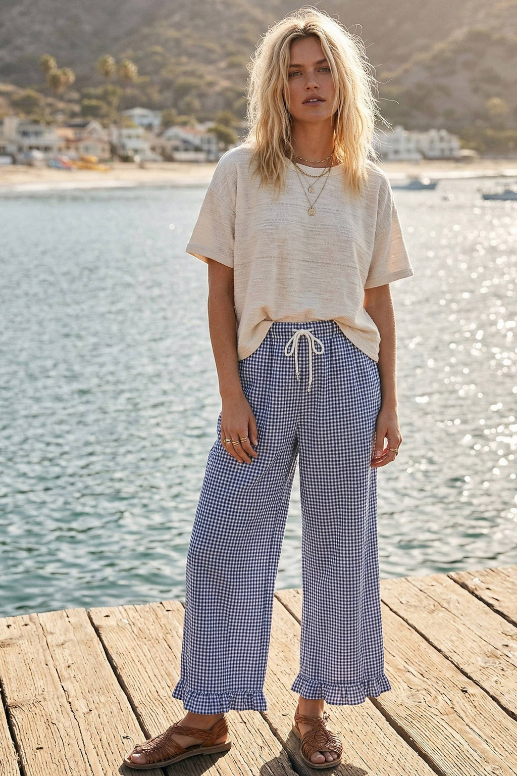 Checkered Gingham Fully Lined Pants