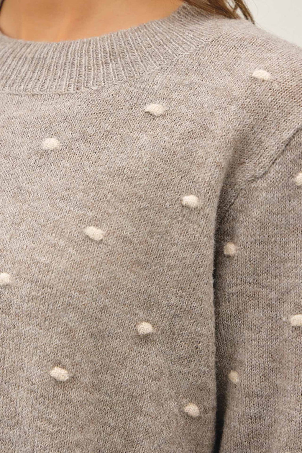 Be Cool - [PLUS] COZY DOTTED KNIT CREWNECK SWEATER