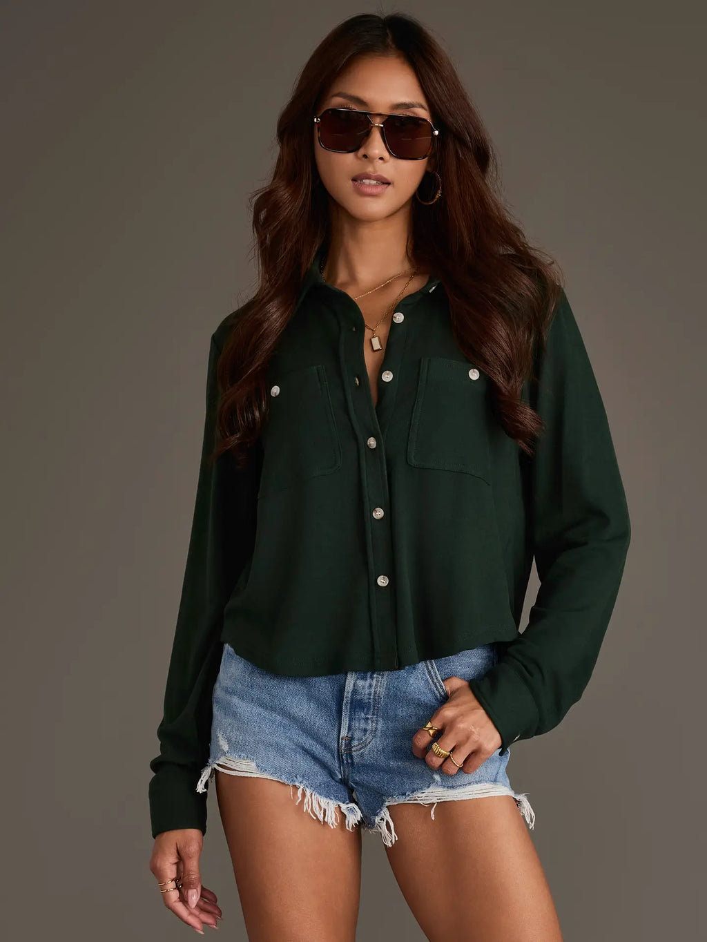 Cropped Soft Button Up