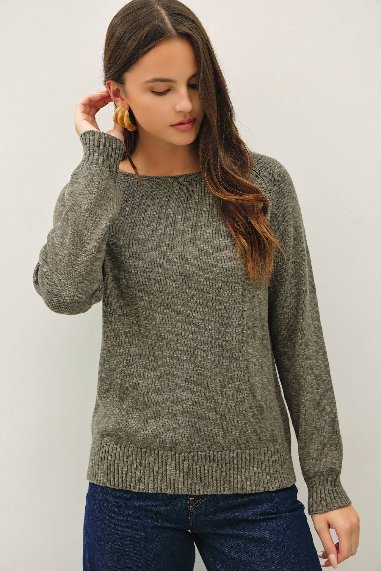 Be Cool - [NEW SHADE]RAGLAN SLEEVE SLUB PULLOVER SWEATER