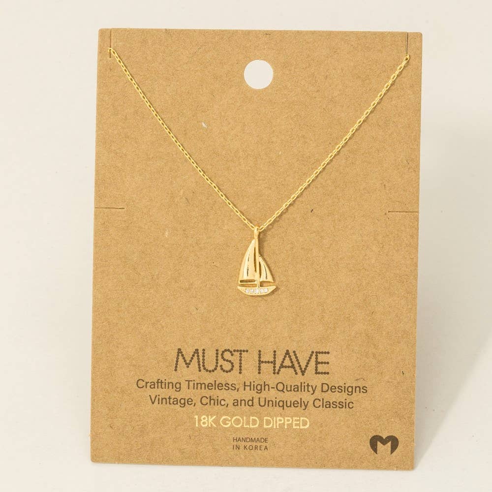 Gold Dipped Sailboat Pendant Necklace