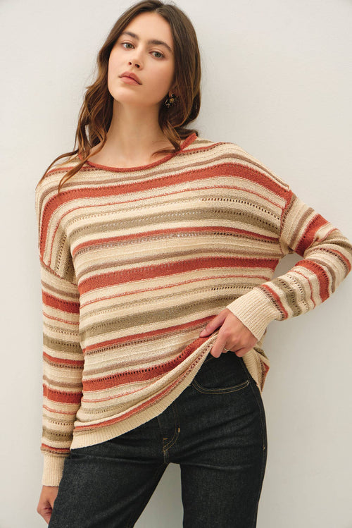 BREEZY KNIT MULTI STRIPED SWEATER