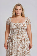 FLORAL TOILE SHORT SLEEVE MIDI DRESS