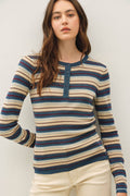 STRIPED HENLEY SWEATER