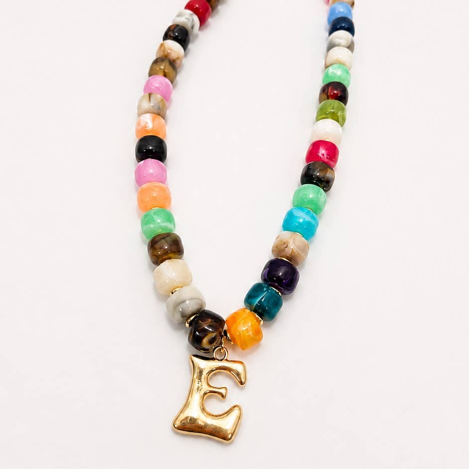 Beaded Initial Charm Necklace| 40NK9655
