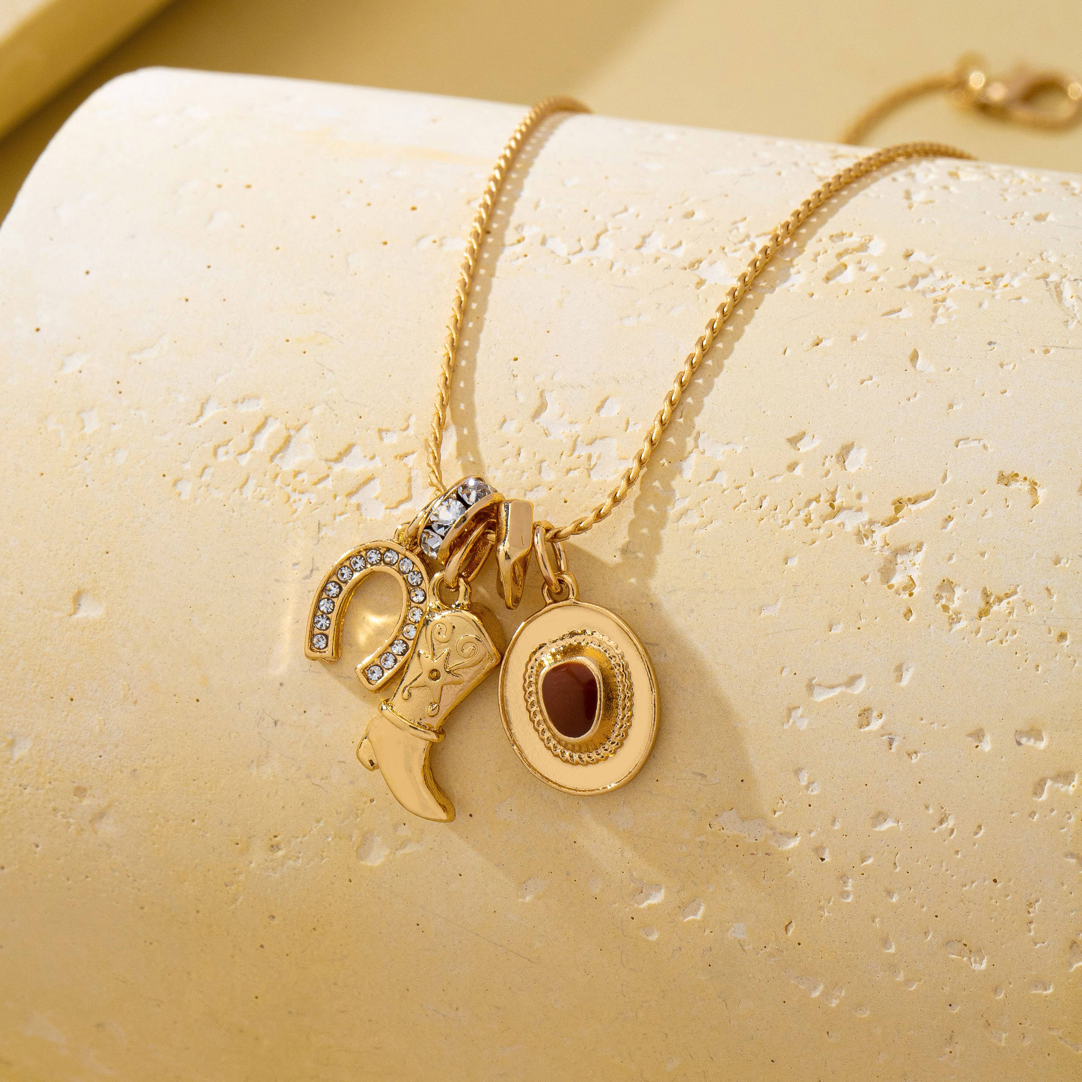 Western Hat Boot Charm Necklace