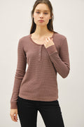 Be Cool - STITCHED THERMAL HENLEY NECK TOP
