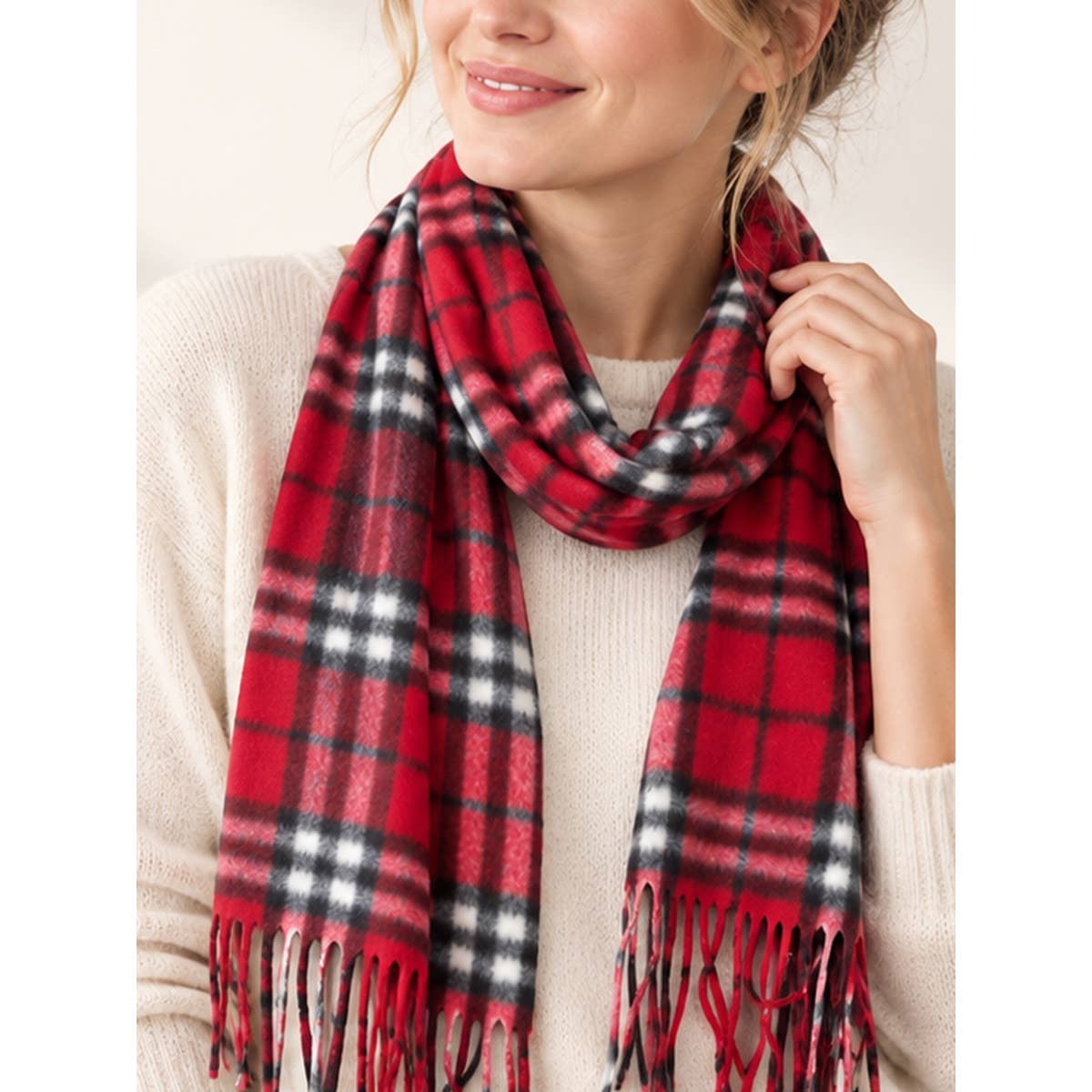 Love and Repeat - Affordable Classic Plaid Fringe Scarf