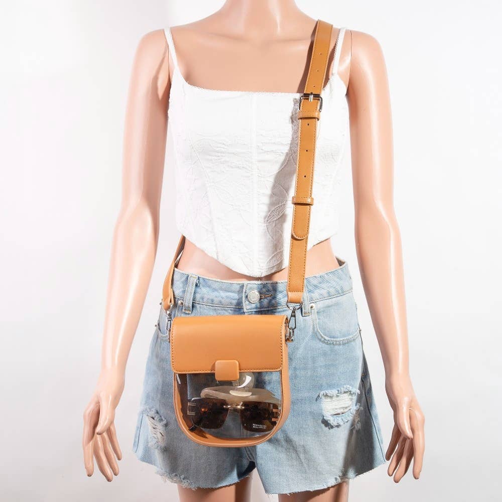 Leather Clear Crossbody Bag