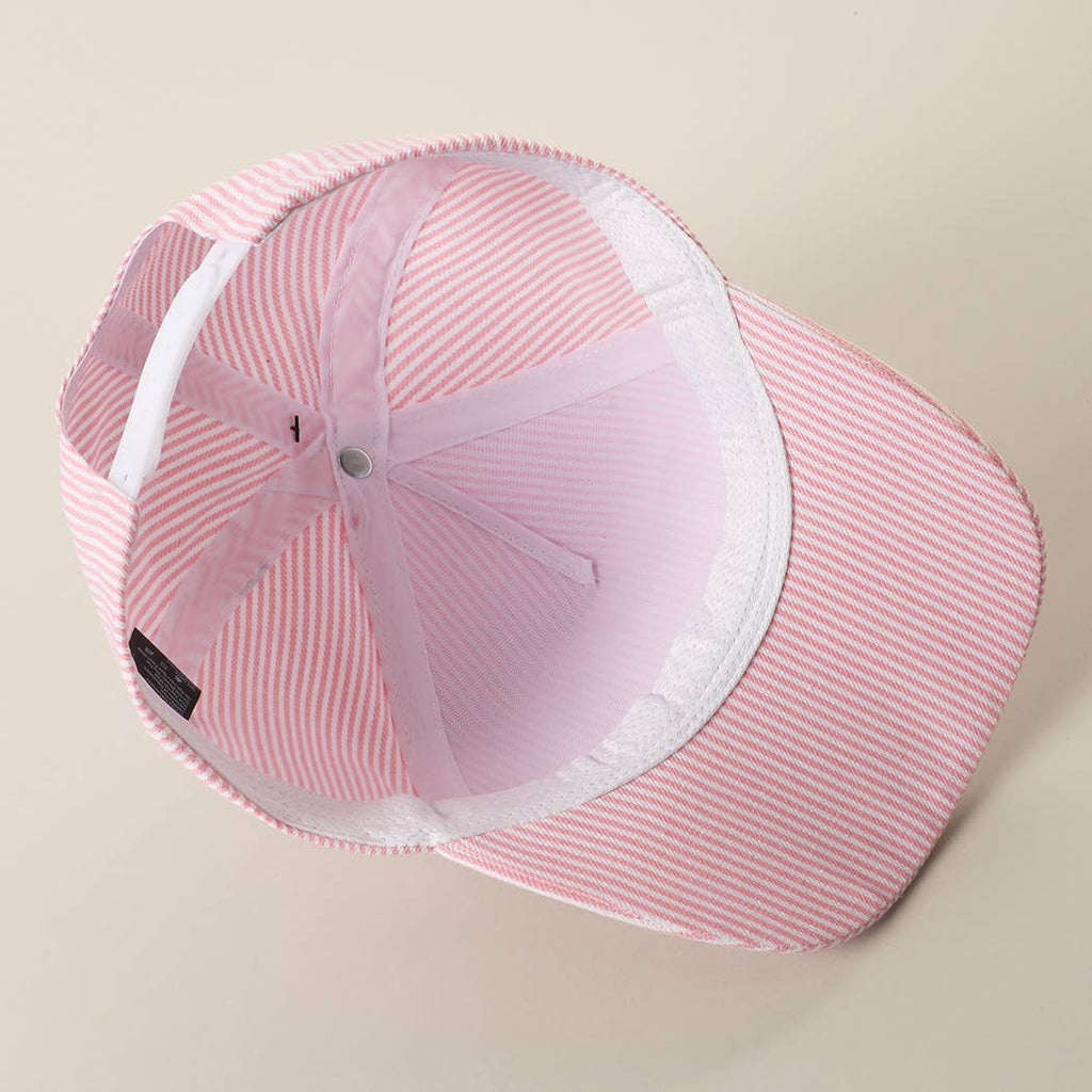 Fashion City - USA Embroidered Patch Gingham Stripe Trucker Hat