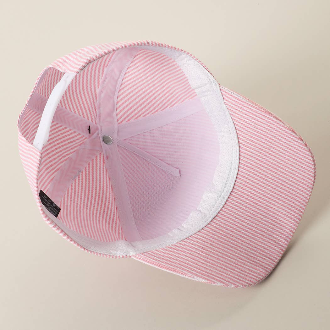 Fashion City - USA Embroidered Patch Gingham Stripe Trucker Hat