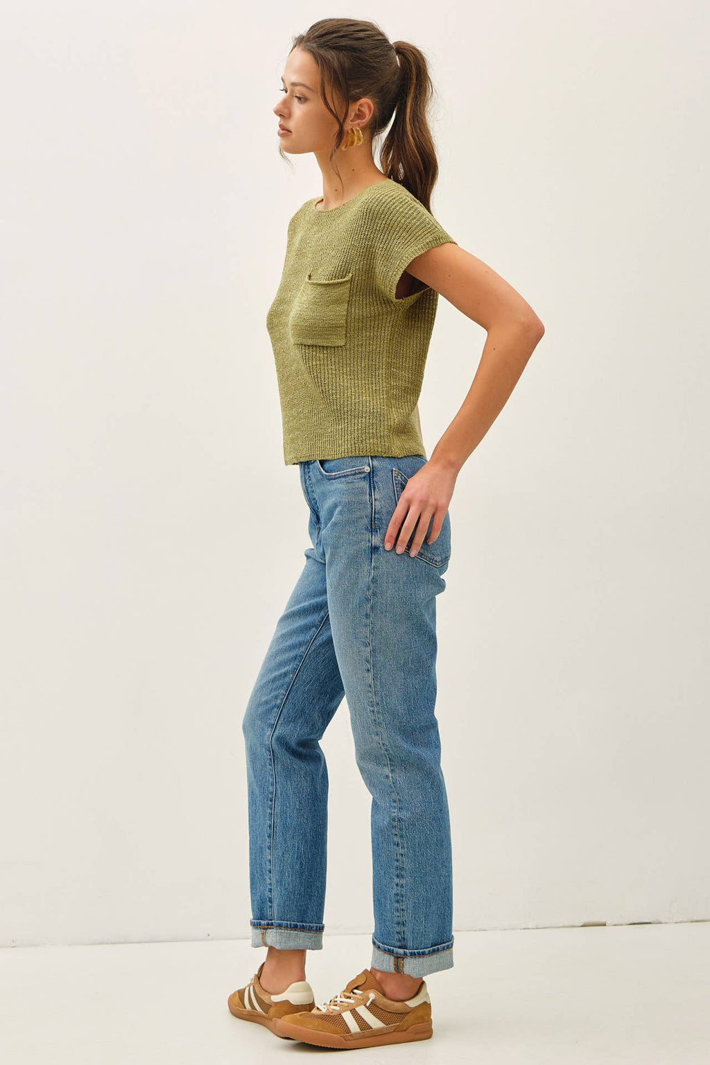 Be Cool - [NEW COLOR] PATCH POCKET DOLMAN CAP SLEEVE BOXY KNIT