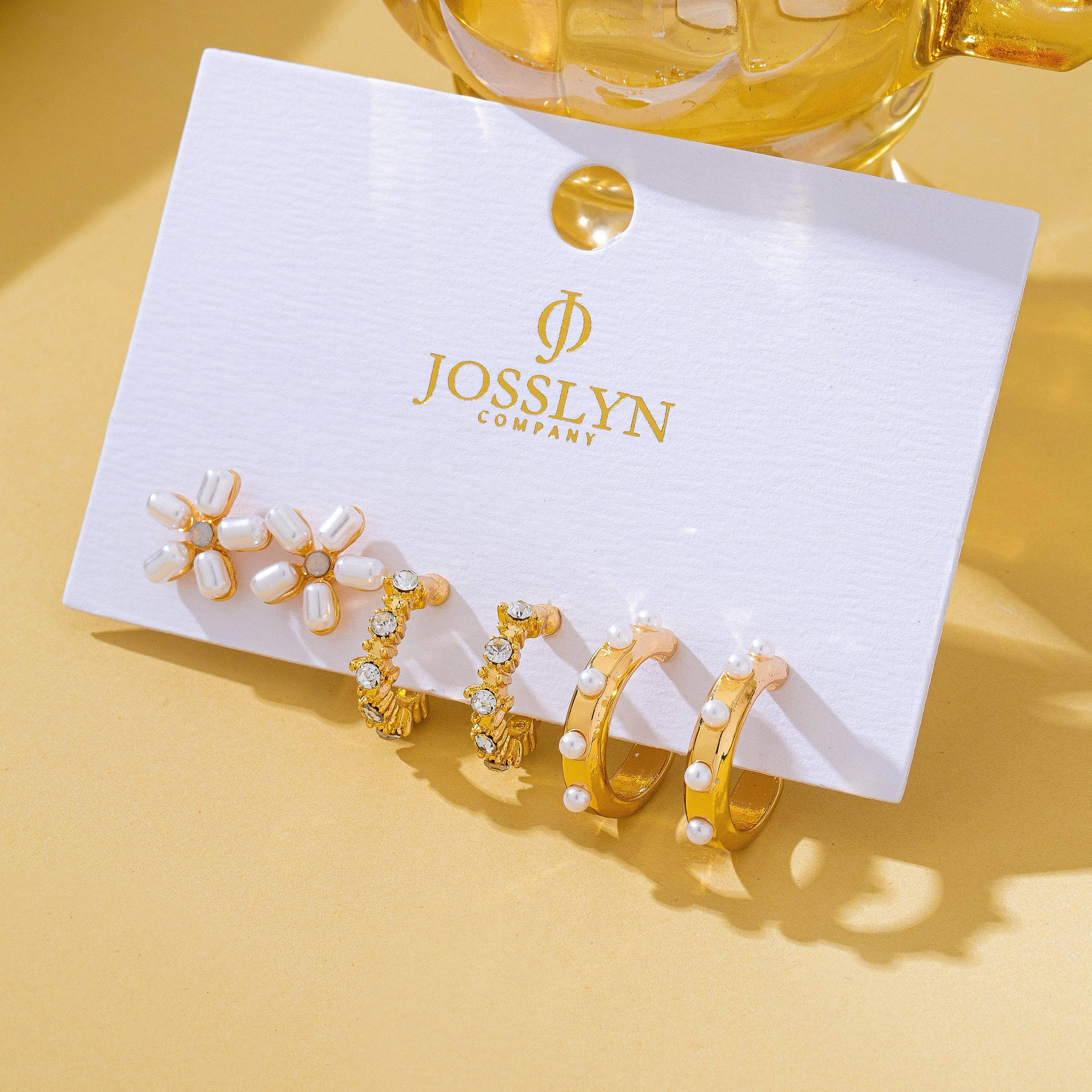 Floral Stud & Hoop Trio earrings | 80E62419