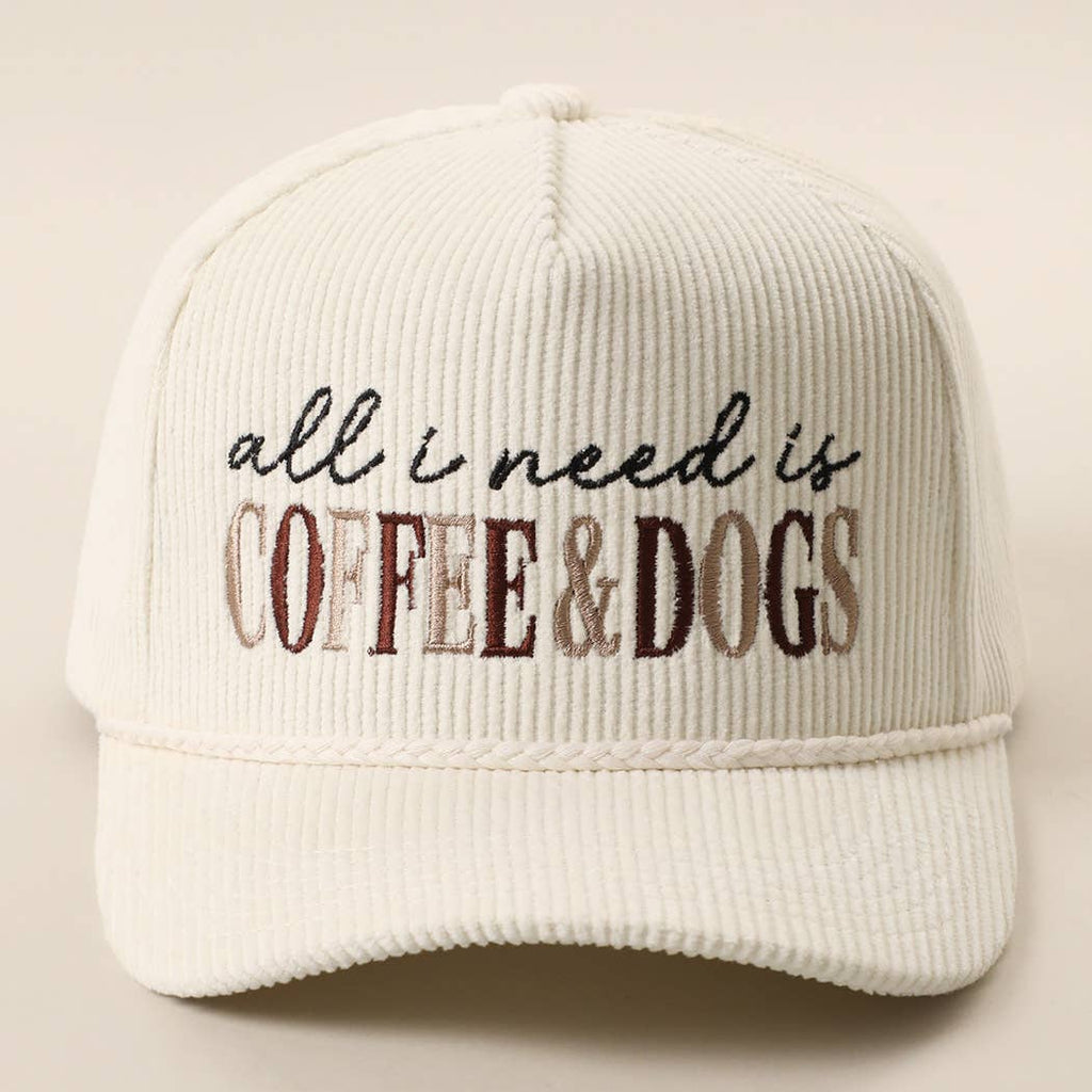 Fashion City - All I Need Is Coffee & Dogs Corduroy Rope Trucker Hat