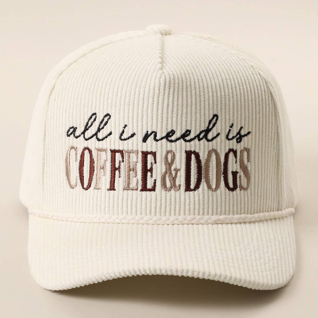 Fashion City - All I Need Is Coffee & Dogs Corduroy Rope Trucker Hat