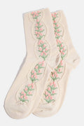 Tulip Vine Embroidered Socks