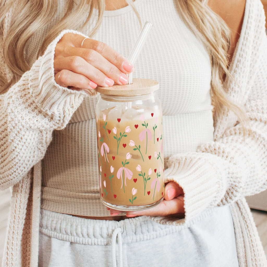 Sip-Sip Hooray! - Tulips and Bows Cup With Lid and Straw