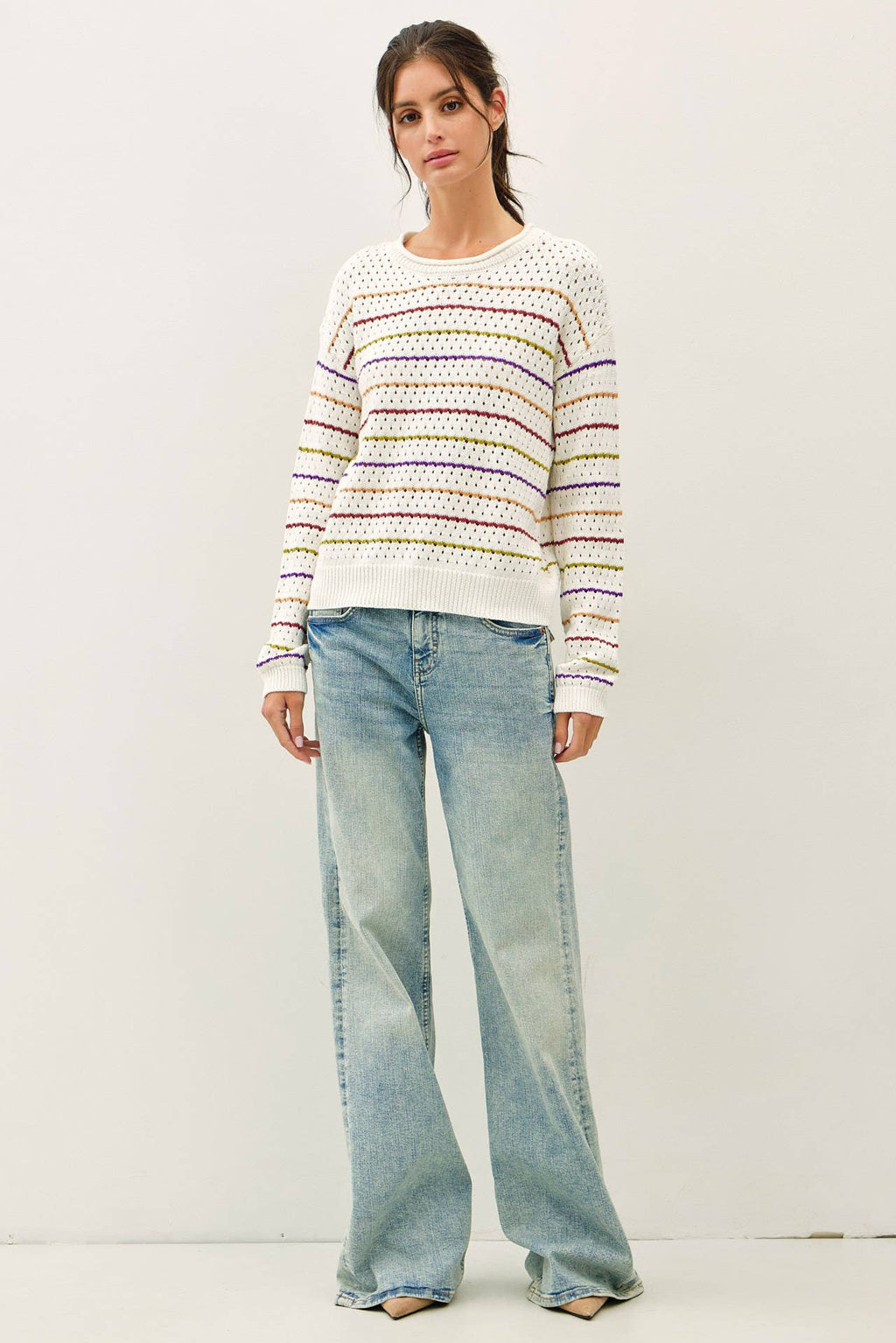 Be Cool - MULTICOLORED STRIPES CROCHET SWEATER