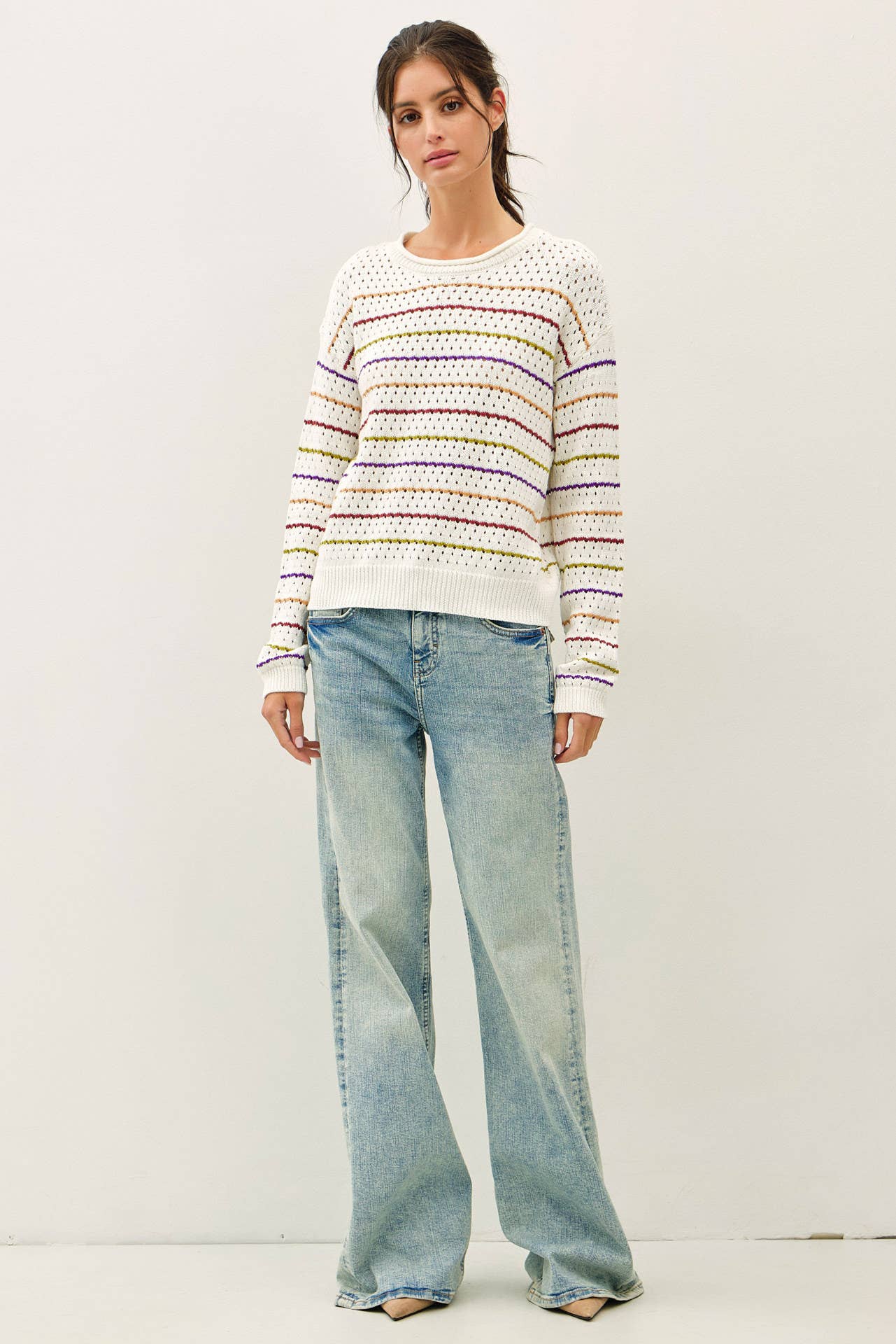 Be Cool - MULTICOLORED STRIPES CROCHET SWEATER