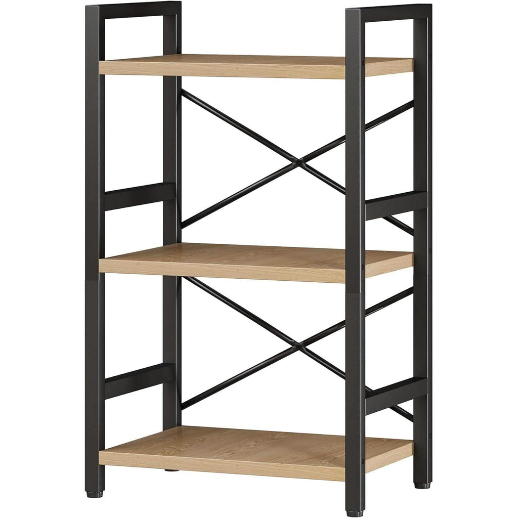 ShipItFurniture - 3 Tier Industrial Metal Bookcase Rustic Etagere Shelf Light Coffee