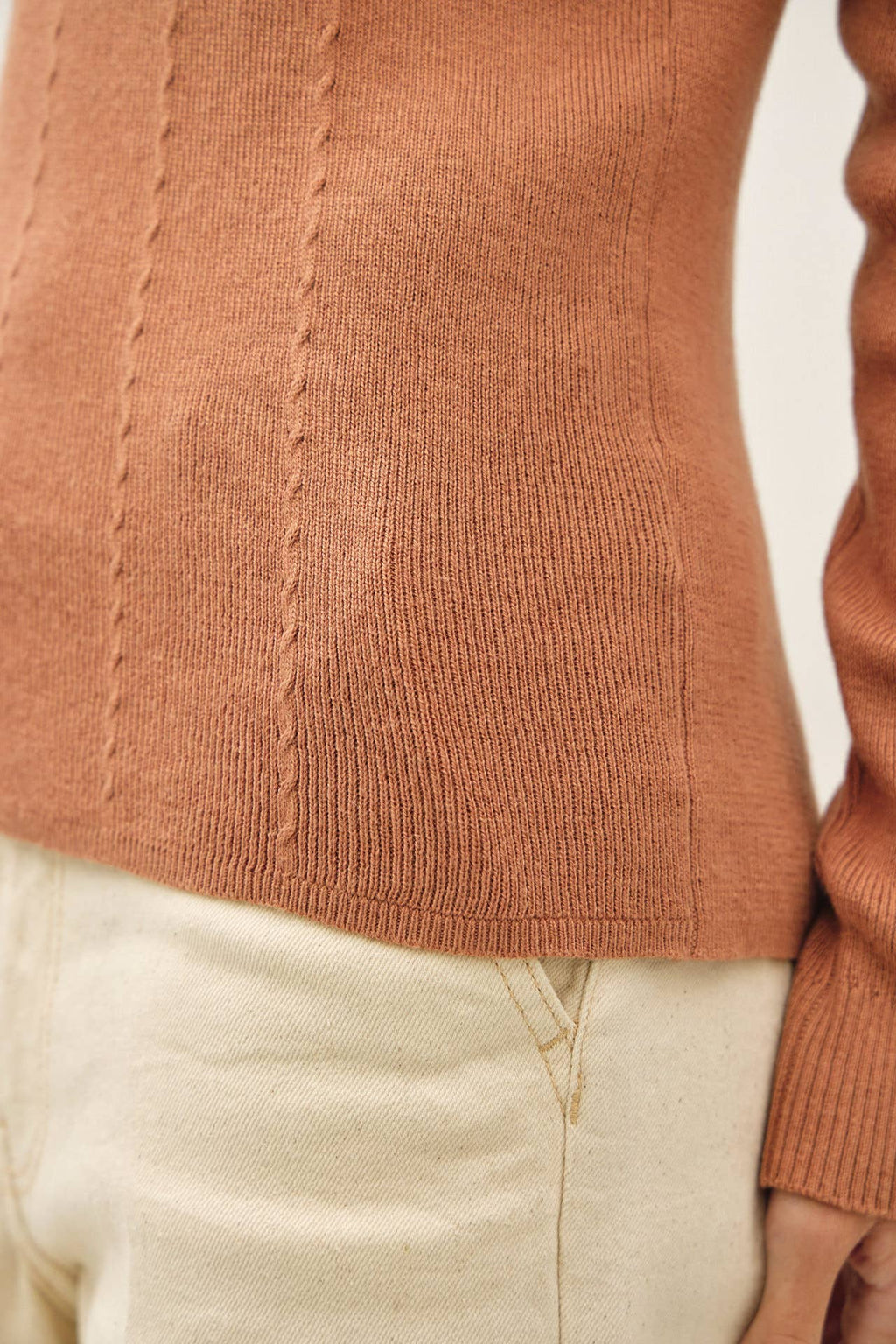 Be Cool - CROCHET SLEEVE POINTELLE FINE SWEATER