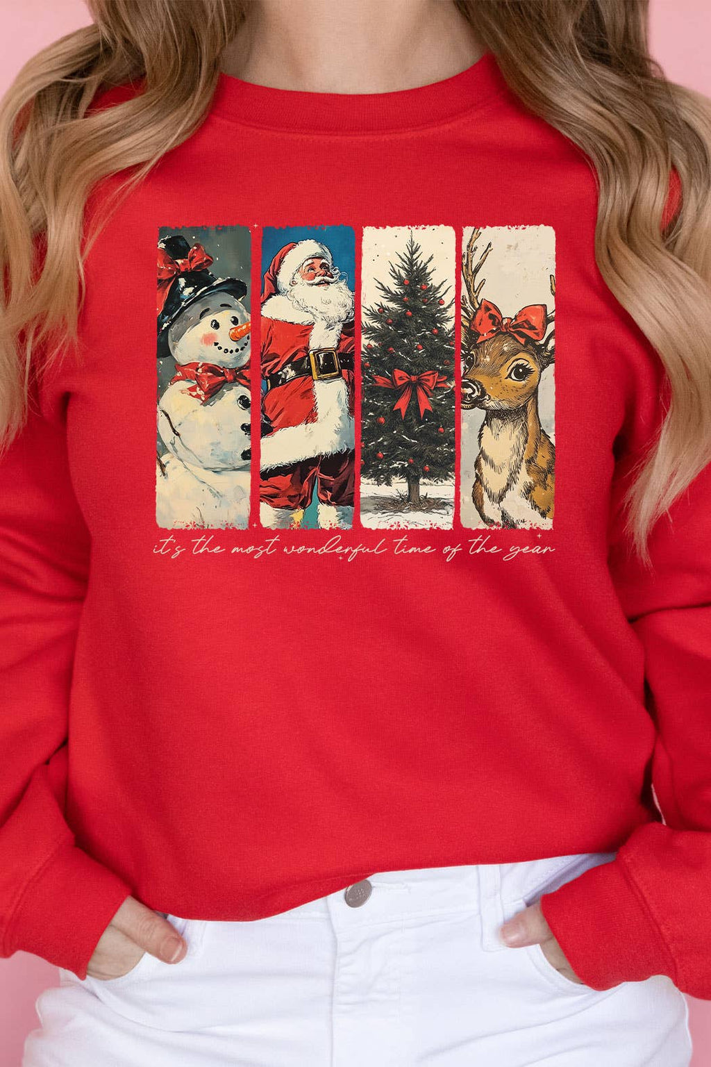 Kissed Apparel - Vintage Christmas Characters Graphic Fleece Sweatshirt