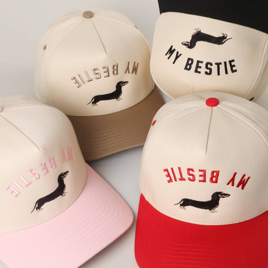 Fashion City - MY BESTIE Dachshund Embroidery Two-Tone Trucker Hat