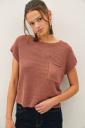 Be Cool - [NEW COLOR] PATCH POCKET DOLMAN CAP SLEEVE BOXY KNIT