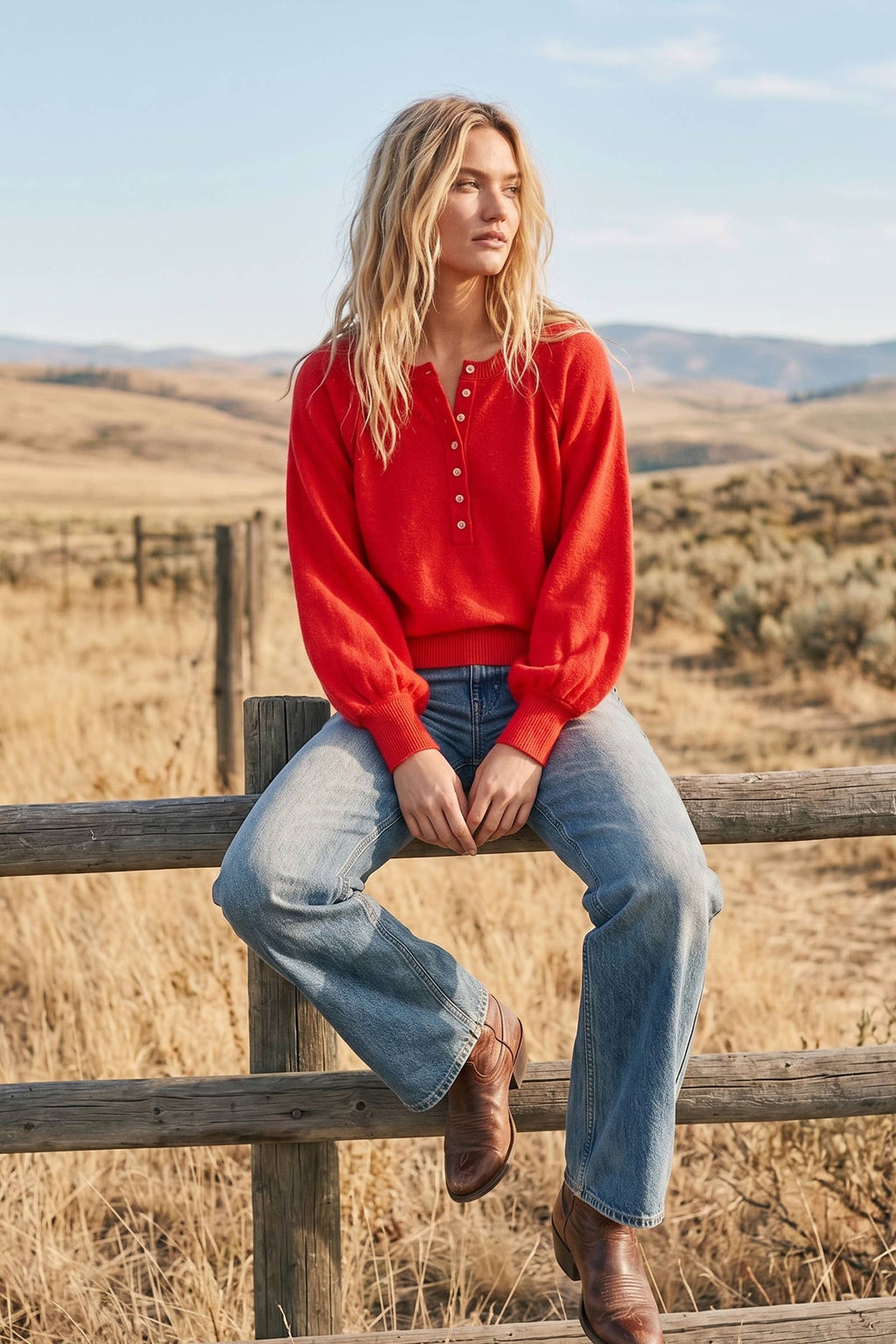 Sewn and Seen - Henley Balloon Sleeve Sweater Top