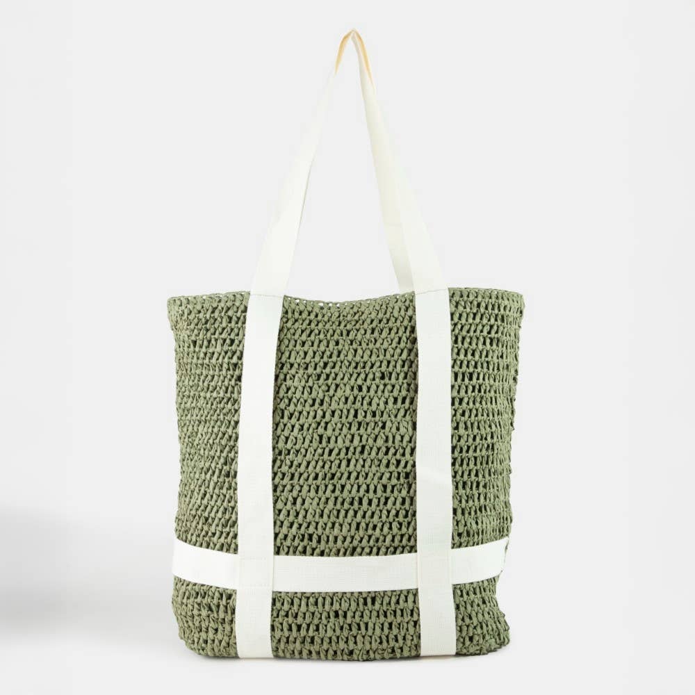 Collections by Fame Accessories - Straw Braided Hat Carrier Tote Bag