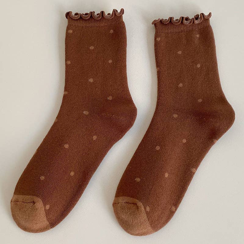Polka Dots Ruffle Crew Socks
