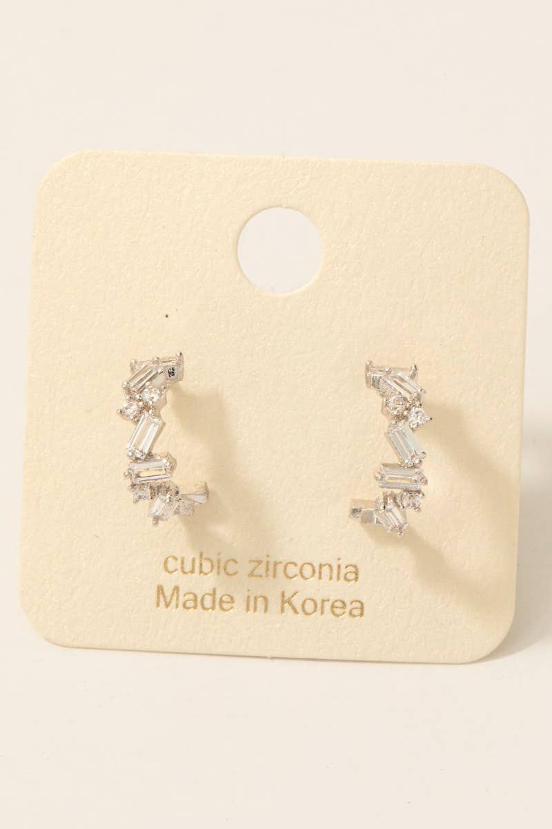 Mixed Cz Studs Mini Hoop Earrings