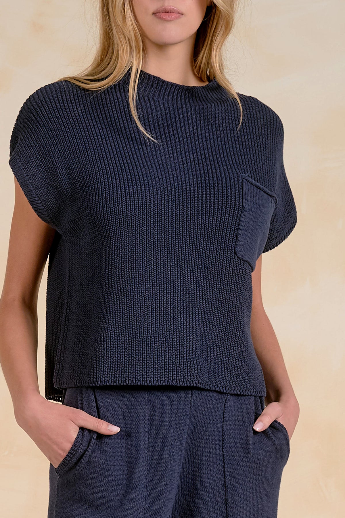 Navy Cap Sleeve Sweater
