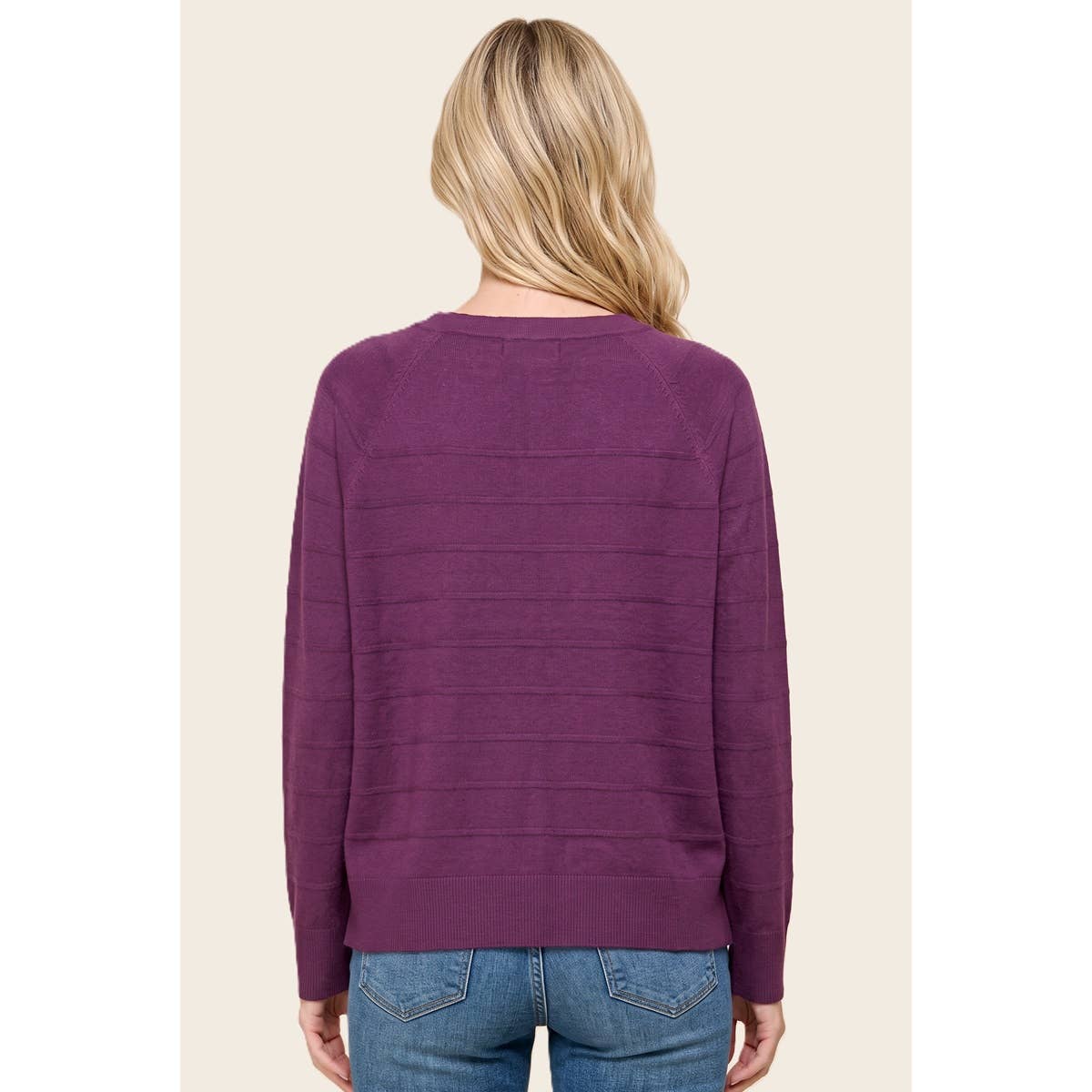 STACCATO - TEXTURE STRIPED HALF BUTTON SWEATER