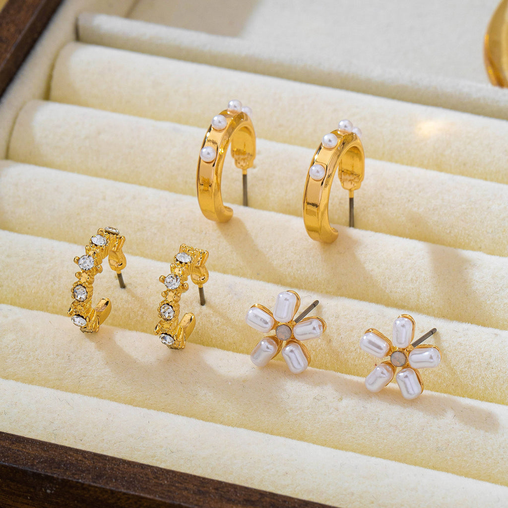Floral Stud & Hoop Trio earrings | 80E62419